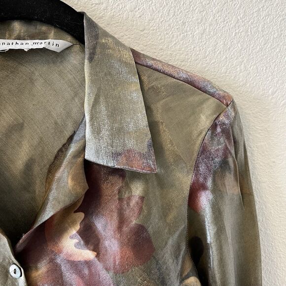 Vintage Jonathan Martin Top Womens XS/S Satiny Button Up Fairy Romantic 90's Y2K - Picture 3 of 16